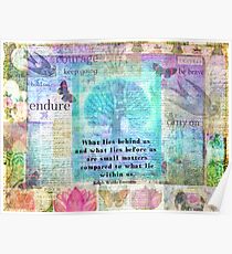 Tree and Nature Art Collage with Emerson Inspirational Quote Poster