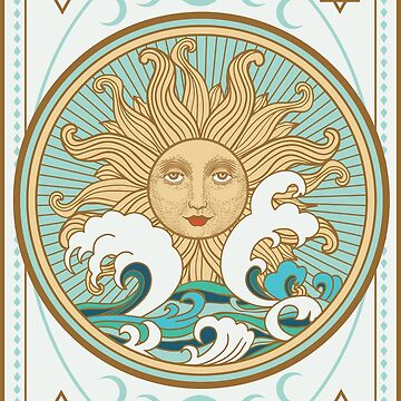 Carte de vœux for Sale avec l'œuvre « carte de tarot : la pizza avec oeil,  lune et soleil, Occulte, divination, » de l'artiste ShamanskaKate