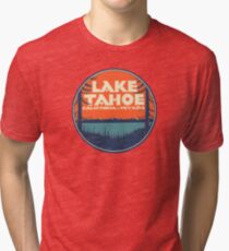 Lake Tahoe California Nevada Vintage State Travel Decal Tri-blend T-Shirt