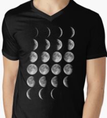 Mondphasen T-Shirt mit V-Ausschnitt für Männer