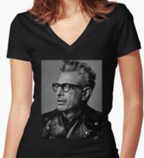 Jeff Goldblum serious Women's Fitted V-Neck T-Shirt