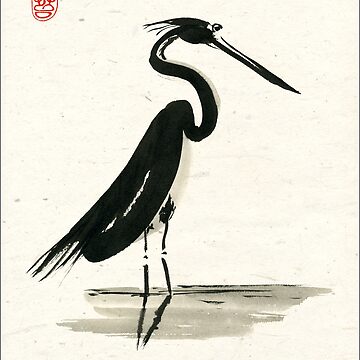 Artwork thumbnail, heron on rice paper by ronmoss