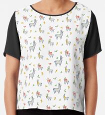 Winter Llamas in Knitted Hat and Scarf Chiffon Top