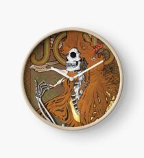Alphonse Mucha - 'JOB' cigarette paper (1896) Skeleton Version Clock