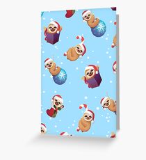 Christmas Tiny Little Baby Sloths with Santa Hats Wrapping Paper Pattern Greeting Card