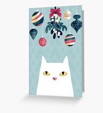 Mistletoe? (White Cat) Greeting Card