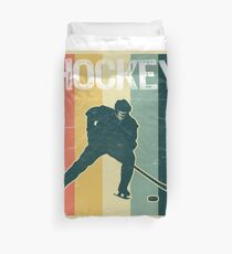 Hockey Player Vintage Background Duvet Cover