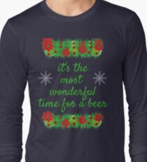Wonderful Time for a Beer Christmas Funny Long Sleeve T-Shirt