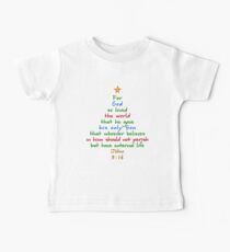 Für Gott liebte den Weltbibel-Vers-Weihnachtsbaum Baby T-Shirt