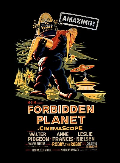 Forbidden planet Leslie Nielsen cult sci fi movie poster print