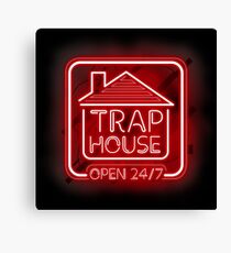 Welcome to the Trap House - red neon 247 - all day / all night Canvas Print