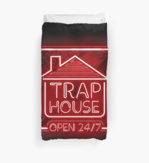 Welcome to the Trap House - red neon 247 - all day / all night Duvet Cover