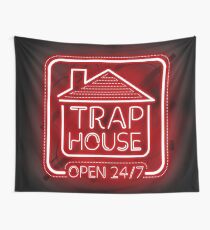 Welcome to the Trap House - red neon 247 - all day / all night Wall Tapestry