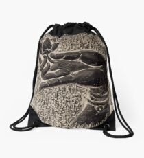 Buddha hand with a lotus art photo print Drawstring Bag