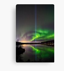 Northern lights and Yoko's peace column Canvas Print