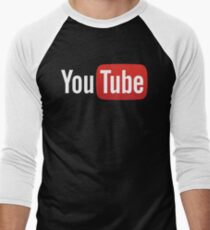 YouTube Full Logo - Red on Black Men's Baseball ¾ T-Shirt