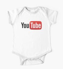 YouTube Full Logo - Red on White One Piece - Short Sleeve