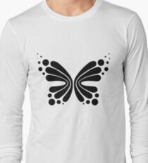 Graphic Butterfly B&W - Shee Vector Shape Long Sleeve T-Shirt
