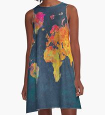 World Map A-Line Dress