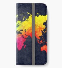 Weltkarte Aquarell 6 iPhone Flip-Case/Hülle/Skin