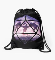 Purple Sky Dragon D20 Drawstring Bag