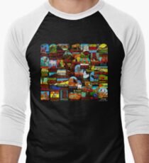 American National Parks Vintage Travel Decal Bomb Men's Baseball ¾ T-Shirt
