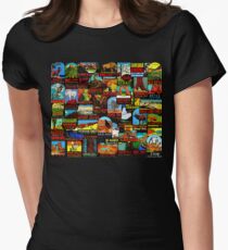 American National Parks Vintage Travel Decal Bomb Women's Fitted T-Shirt