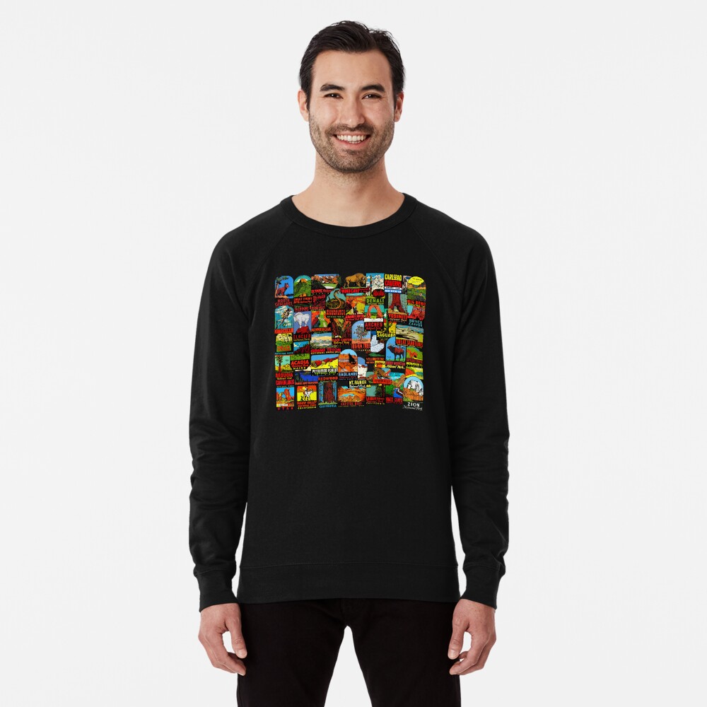 American National Parks Vintage Travel Decal Bomb Lightweight Sweatshirt