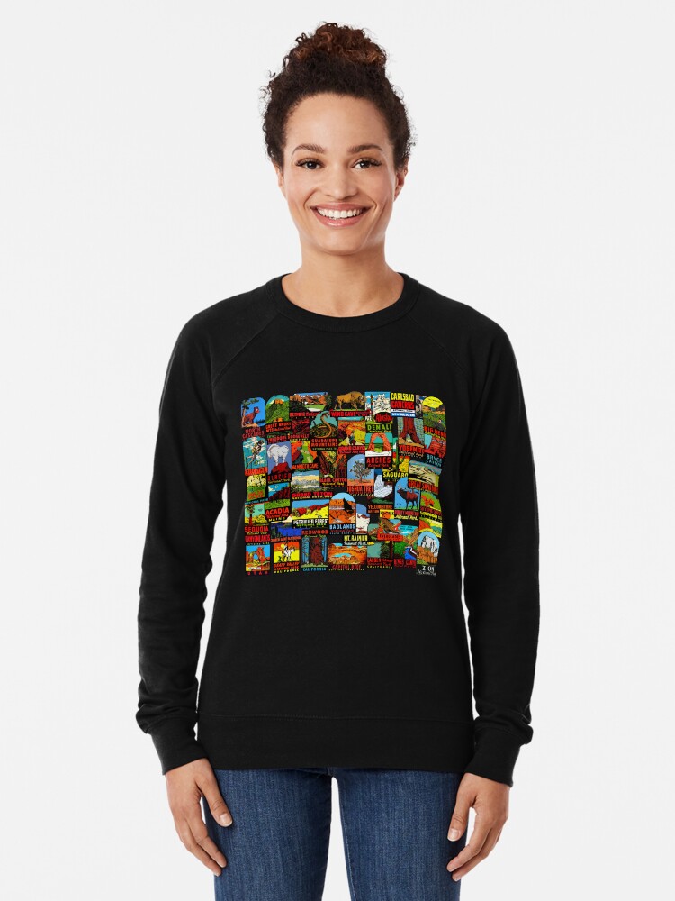 Alternate view of American National Parks Vintage Travel Decal Bomb Lightweight Sweatshirt