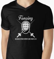 Camiseta para hombre de cuello en v Esgrima porque otros deportes son inútiles