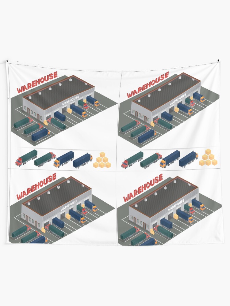 Isometric Warehouse Storehouse Building Cargo Industry Delivery