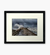 Storm at Porthleven cornwall Framed Print