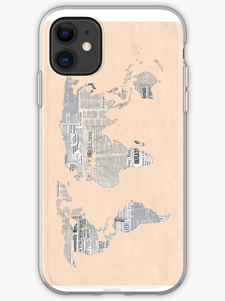 Newspaper World Map Iphone Case Cover By Artemisd Redbubble