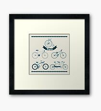 Set of Different Bicycles in Vintage Style. Framed Print