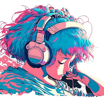 lofi girl,girl with earphone , from anime, evening t