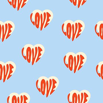 Cute Kawaii Love Print-Happy Valentines Day-Romantic Love Blue Yellow  Psychedelic Heart Pattern- Cute Valentine Retro Heart Print-Trending  Seamless