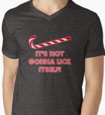 It's Not Gonna Lick Itself Candy Cane Christmas Men's V-Neck T-Shirt