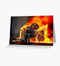 DRAG RACE; Vintage Automobile Burn-Out Print Greeting Card