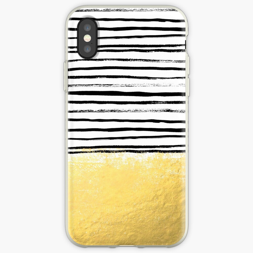 "Blaire Brushed Gold Stripes black and gold, gold trend, gold phone