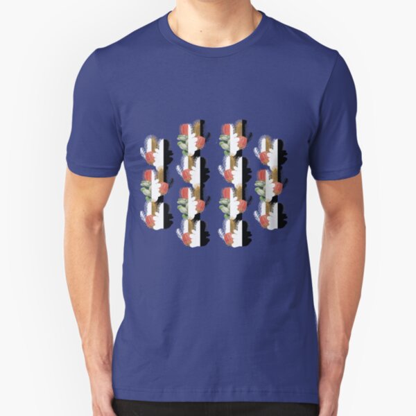 Red and Yellow Banksia stripes Slim Fit T-Shirt