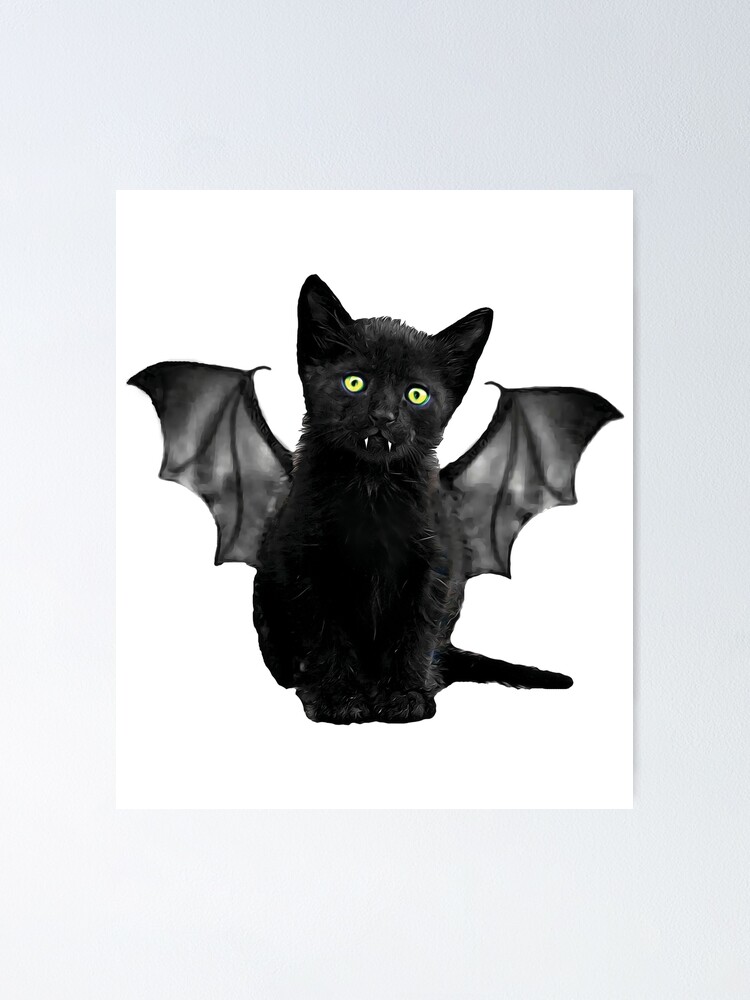 Poster T Shirt Drole De Chauve Souris Chat Noir De Batcat Par