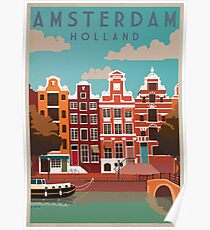 Amsterdam, Holland, Travel Poster Poster