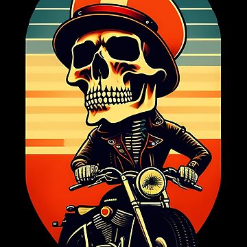 Vintage Motorcycle Skull - Badass Biker Design