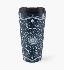 Black White Blue Mandala Travel Mug