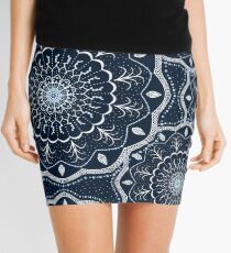 Black White Blue Mandala Mini Skirt