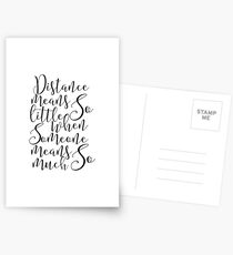 Distance Means So Little,Relationship Gift,Gift For Her,LONG DISTANCE,Gift For Boyfriend,Funny Print Postcards