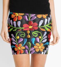 Mexican Flowers Embroidery Mini Skirt