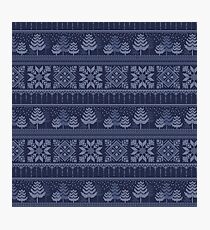 Knitted blue christmas pattern Photographic Print