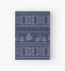Knitted blue christmas pattern Hardcover Journal