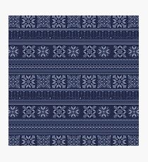 Knitted blue christmas pattern Photographic Print